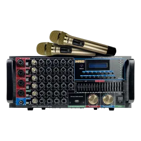 ImPro PMA-9800 1600W Mixing Amplifier Bundle with ImPro UHF-77 Wireless Microphones