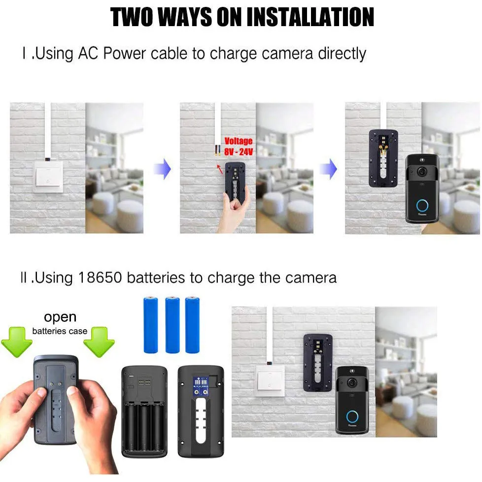 Kartech Wireless Door Bell Camera Smart Intercom Wifi Video Monitor Waterproof