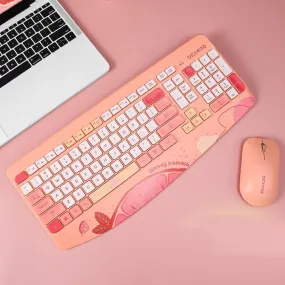 Kawaii Fruit Print Wireless Keyboard and Mouse Set