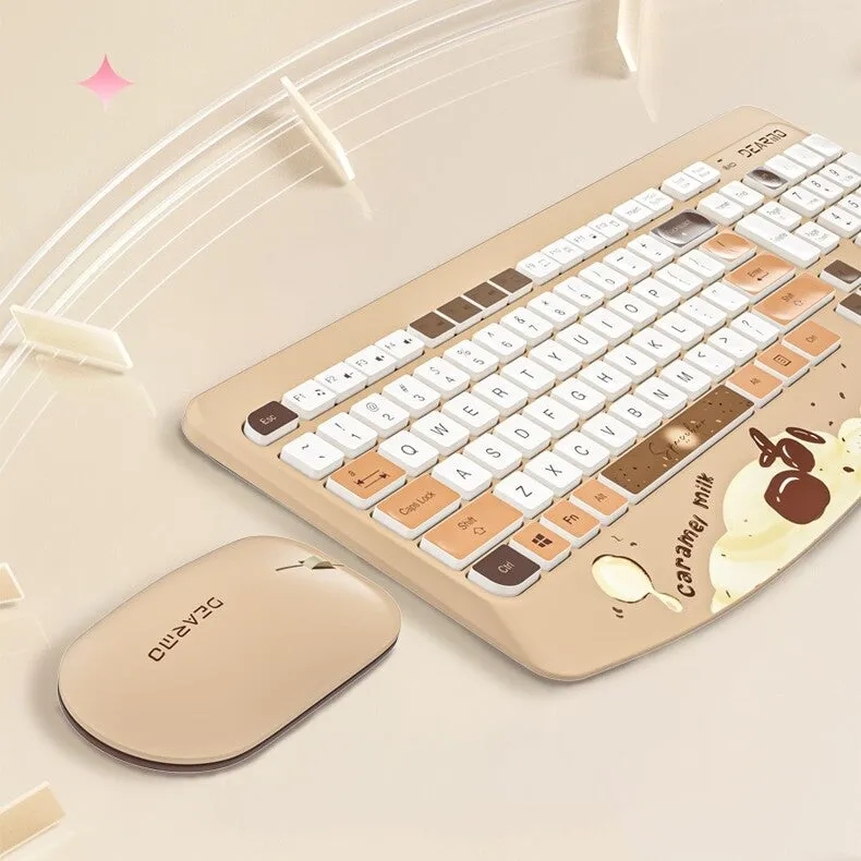 Kawaii Fruit Print Wireless Keyboard and Mouse Set