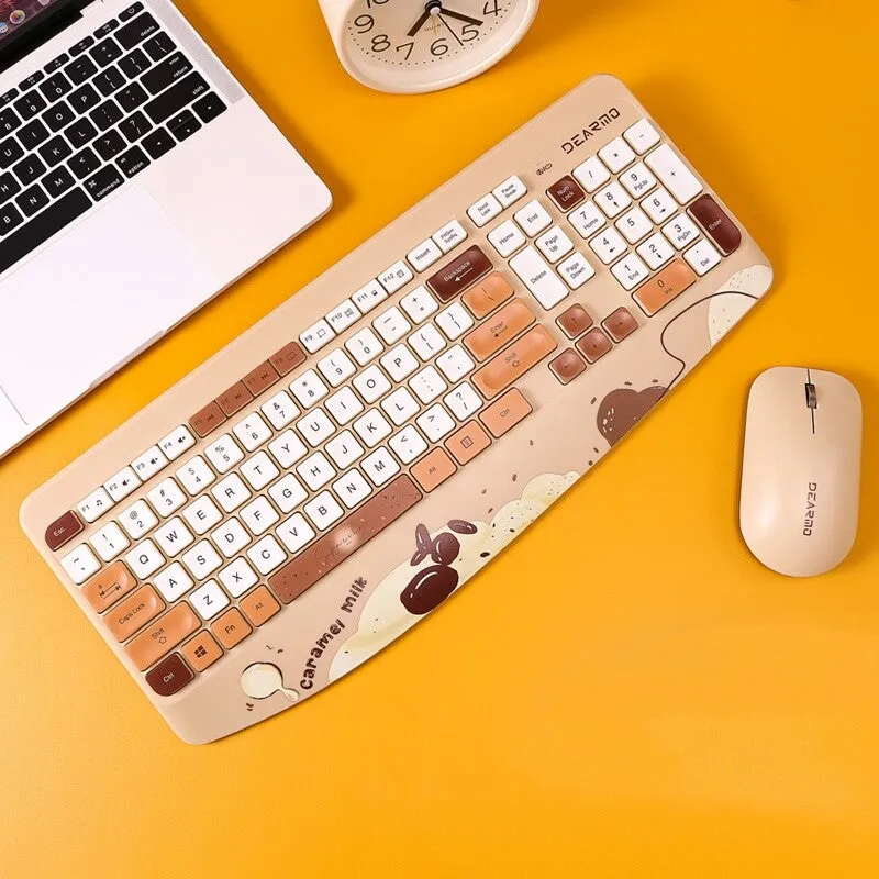 Kawaii Fruit Print Wireless Keyboard and Mouse Set