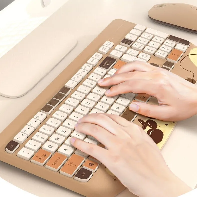 Kawaii Fruit Print Wireless Keyboard and Mouse Set