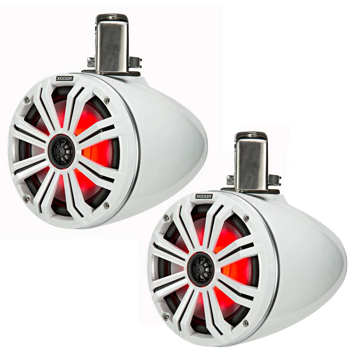 Kicker 45KMTC8 8" Marine Coaxial Tower System - Pair (White)