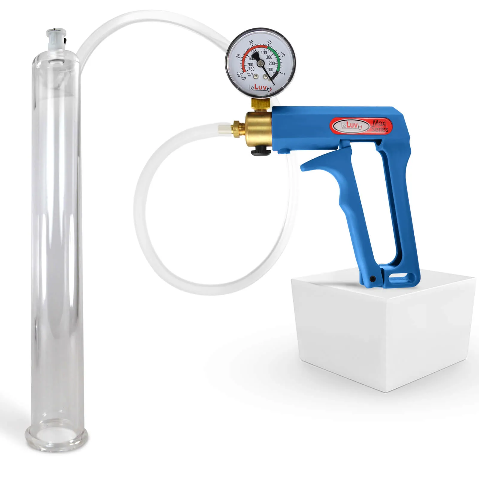 LeLuv MAXI Penis Pump Blue/Purple Handle | 9"/12" Length x Diameter 1.35"-5.00"