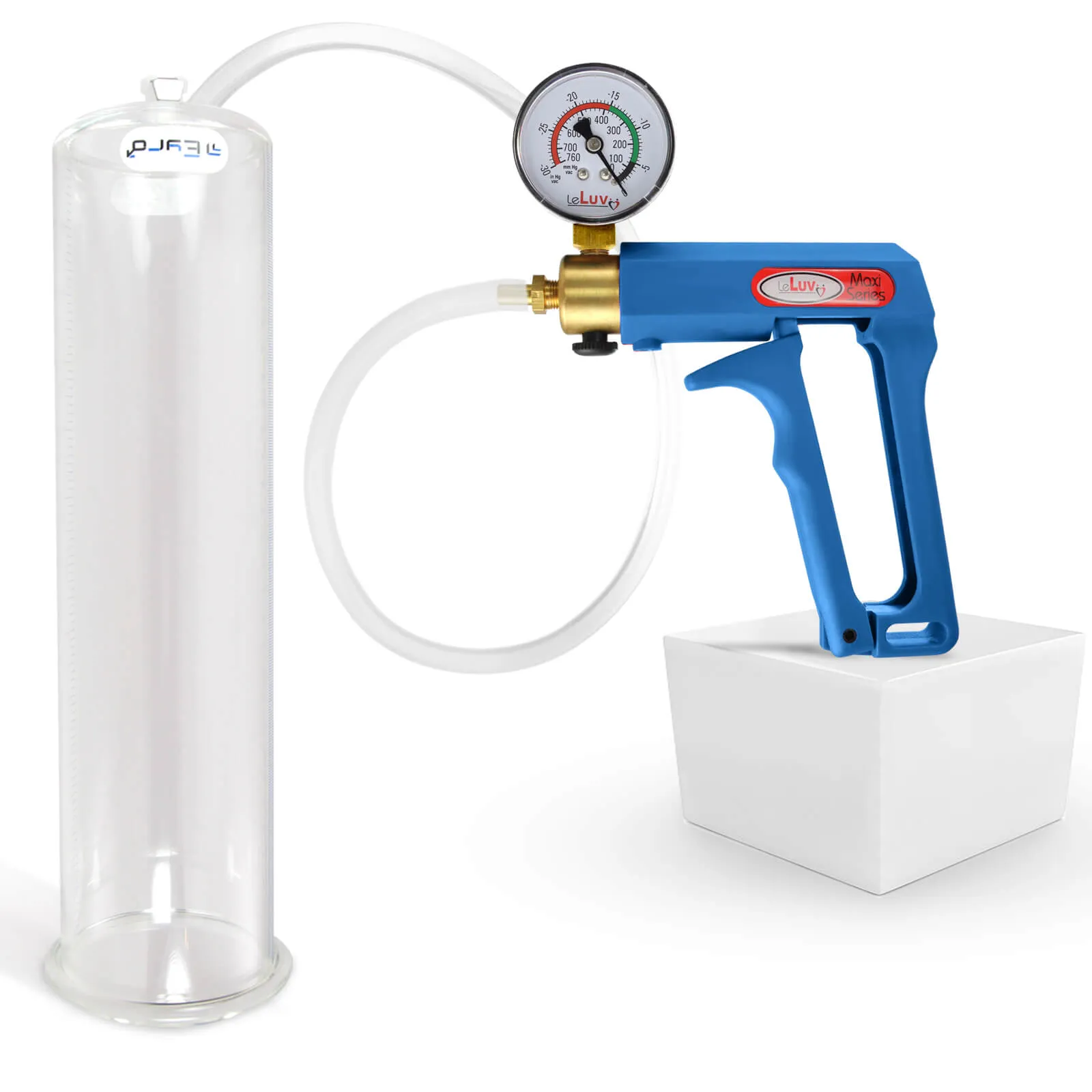 LeLuv MAXI Penis Pump Blue/Purple Handle | 9"/12" Length x Diameter 1.35"-5.00"