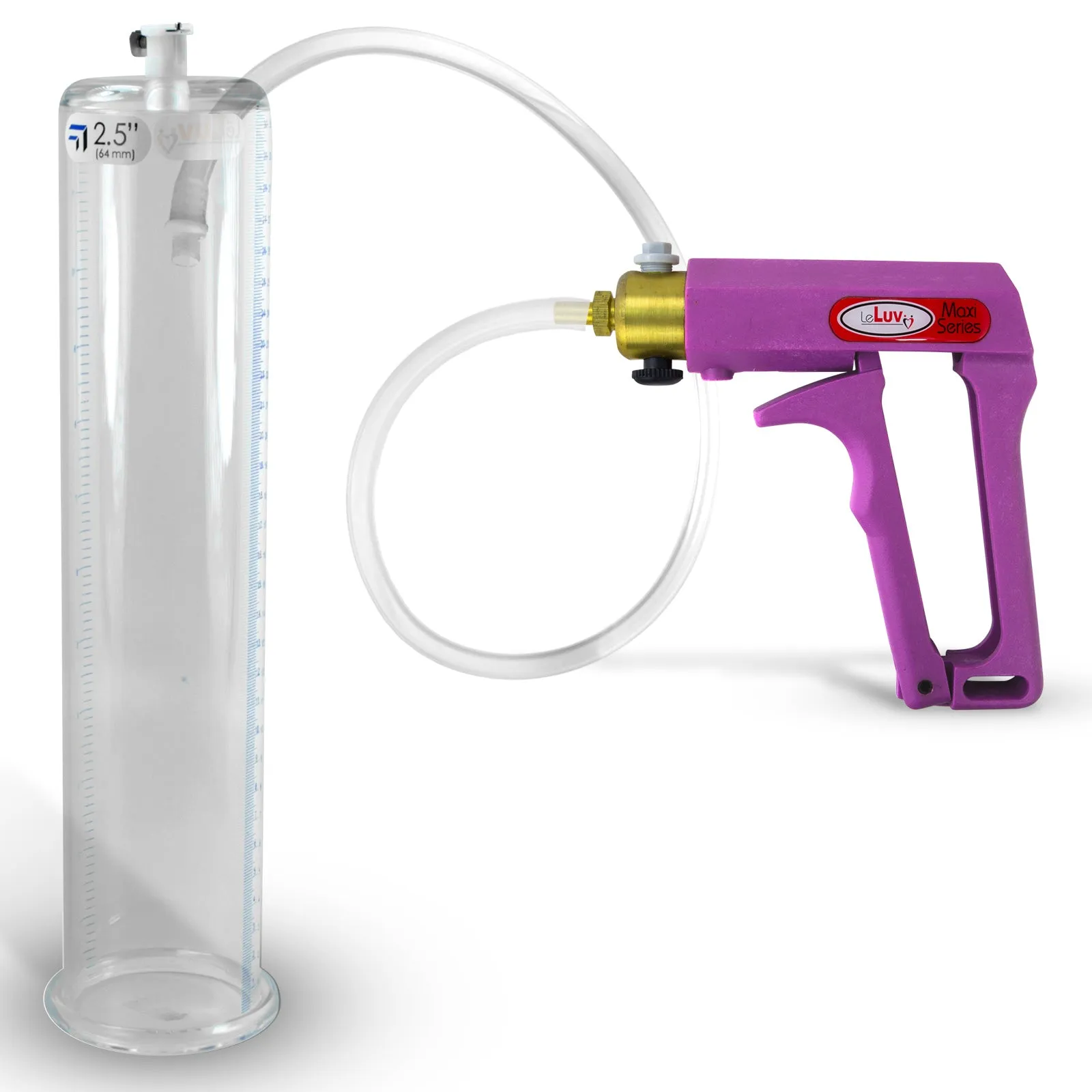 LeLuv MAXI Penis Pump Blue/Purple Handle | 9"/12" Length x Diameter 1.35"-5.00"