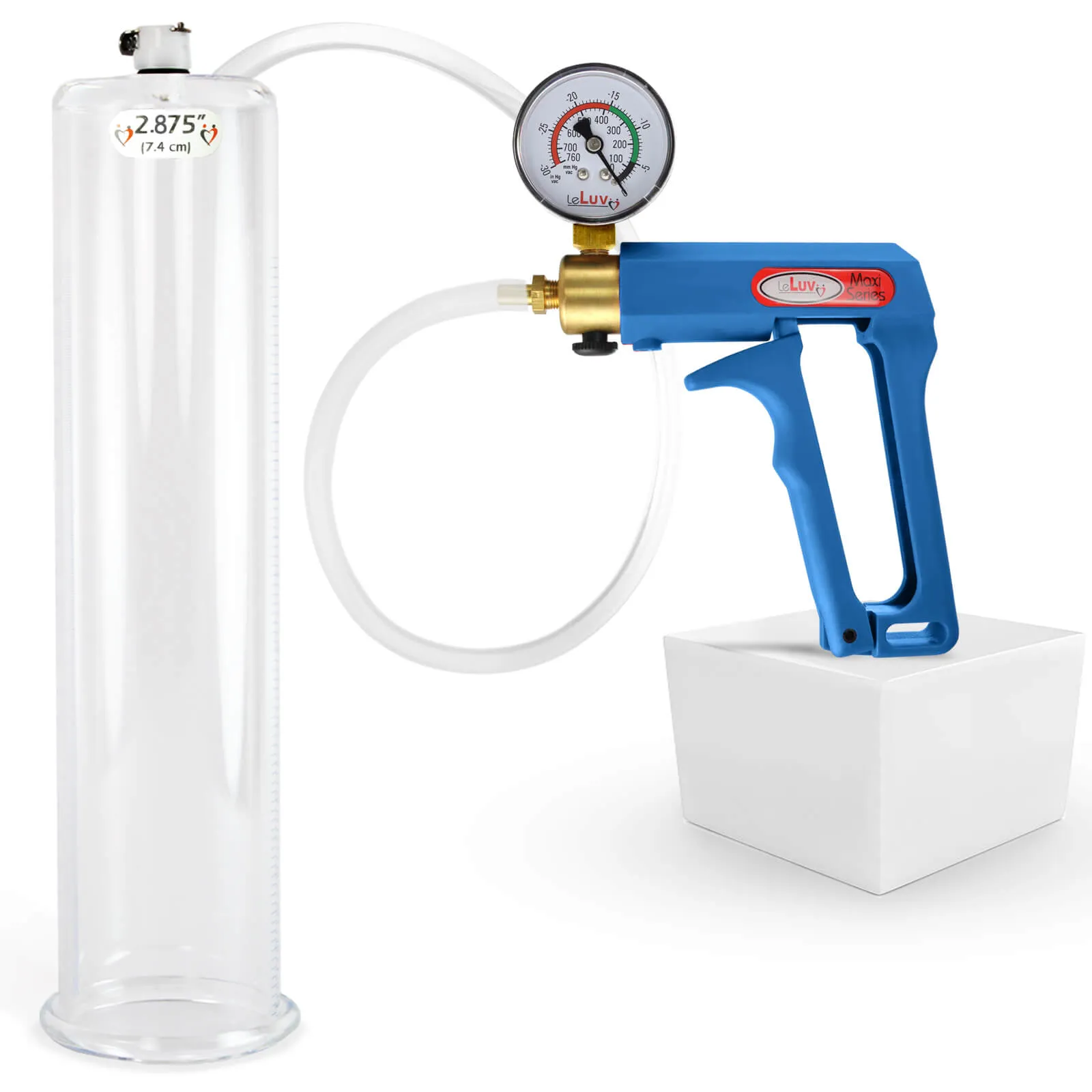 LeLuv MAXI Penis Pump Blue/Purple Handle | 9"/12" Length x Diameter 1.35"-5.00"