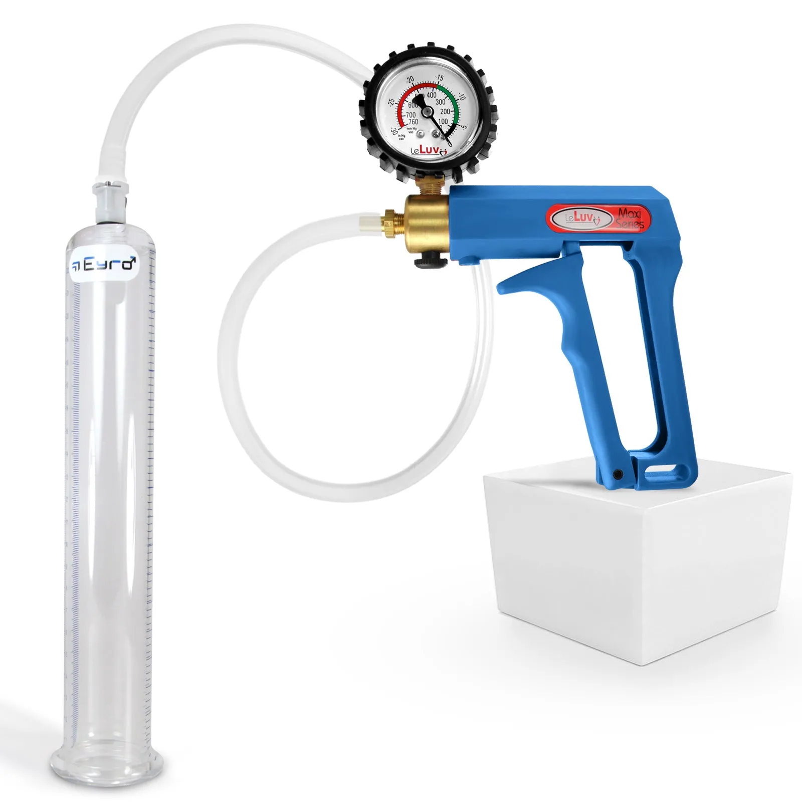 LeLuv MAXI Penis Pump Blue/Purple Handle | 9"/12" Length x Diameter 1.35"-5.00"