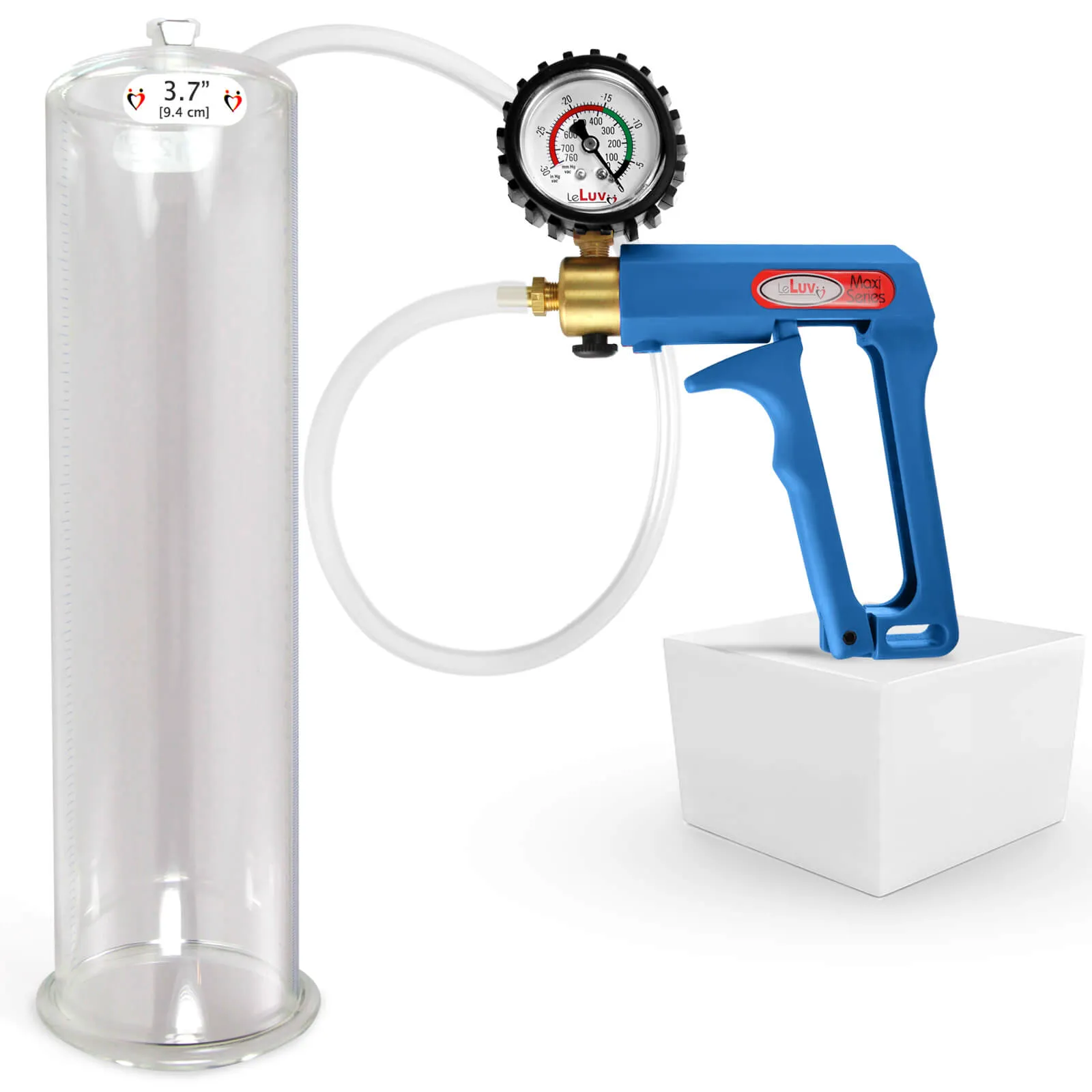 LeLuv MAXI Penis Pump Blue/Purple Handle | 9"/12" Length x Diameter 1.35"-5.00"