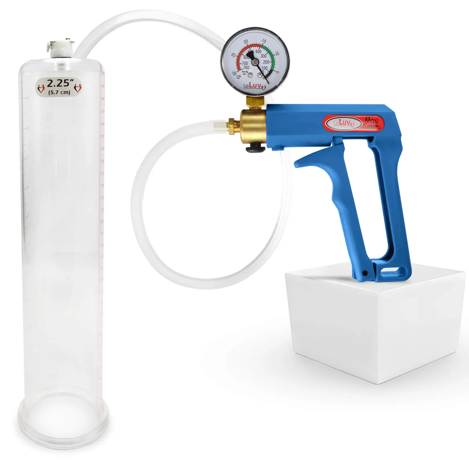LeLuv MAXI Penis Pump Blue/Purple Handle | 9"/12" Length x Diameter 1.35"-5.00"