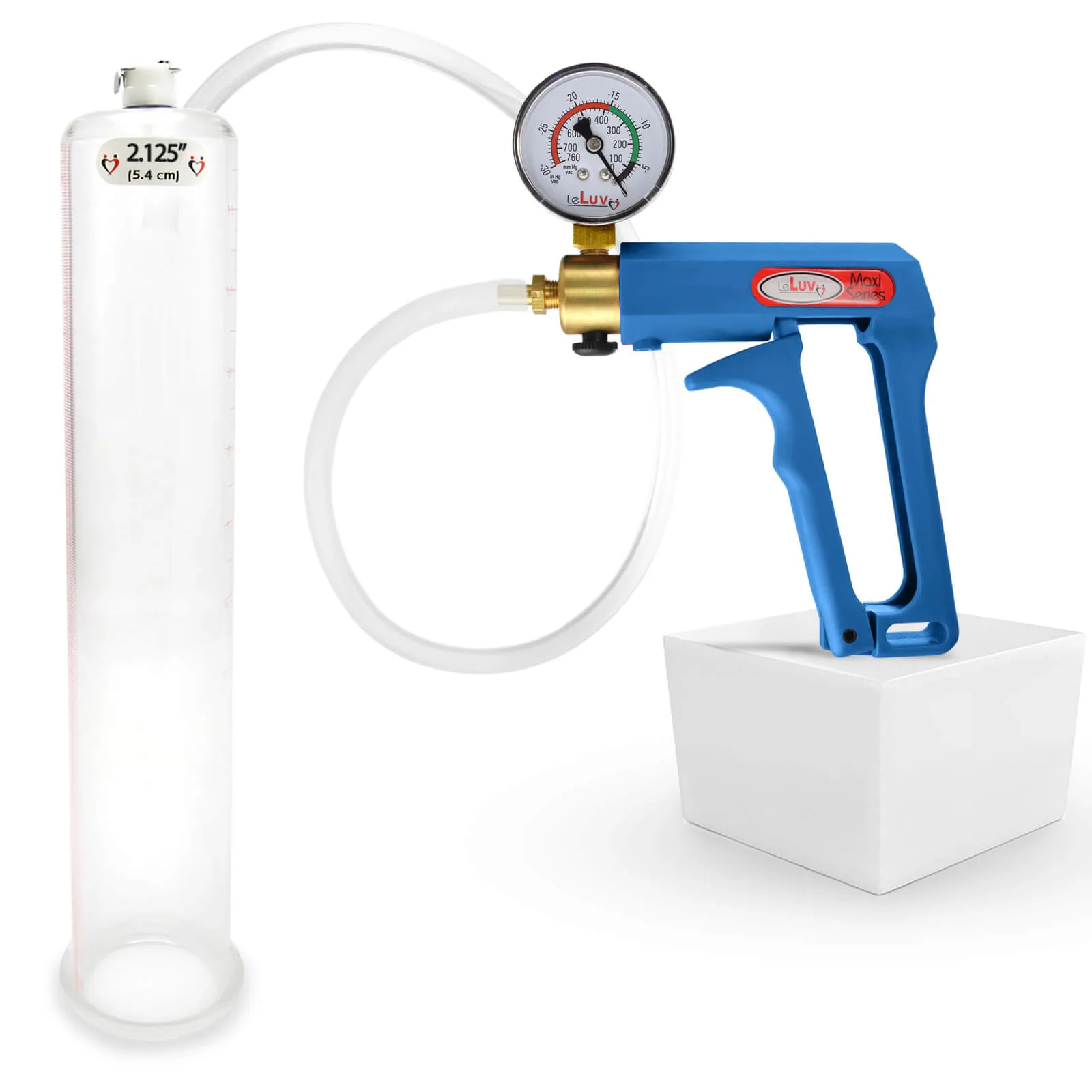 LeLuv MAXI Penis Pump Blue/Purple Handle | 9"/12" Length x Diameter 1.35"-5.00"