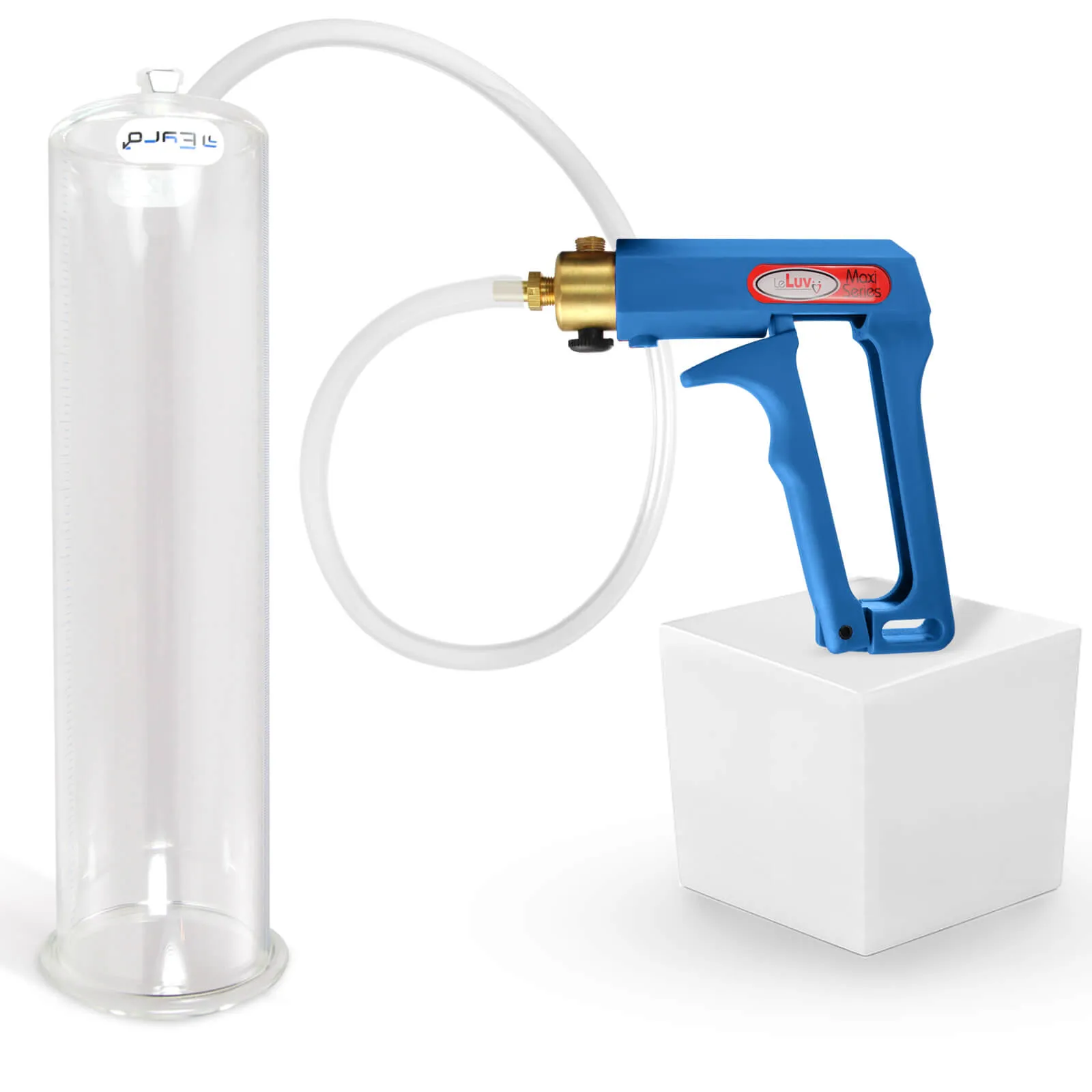 LeLuv MAXI Penis Pump Blue/Purple Handle | 9"/12" Length x Diameter 1.35"-5.00"