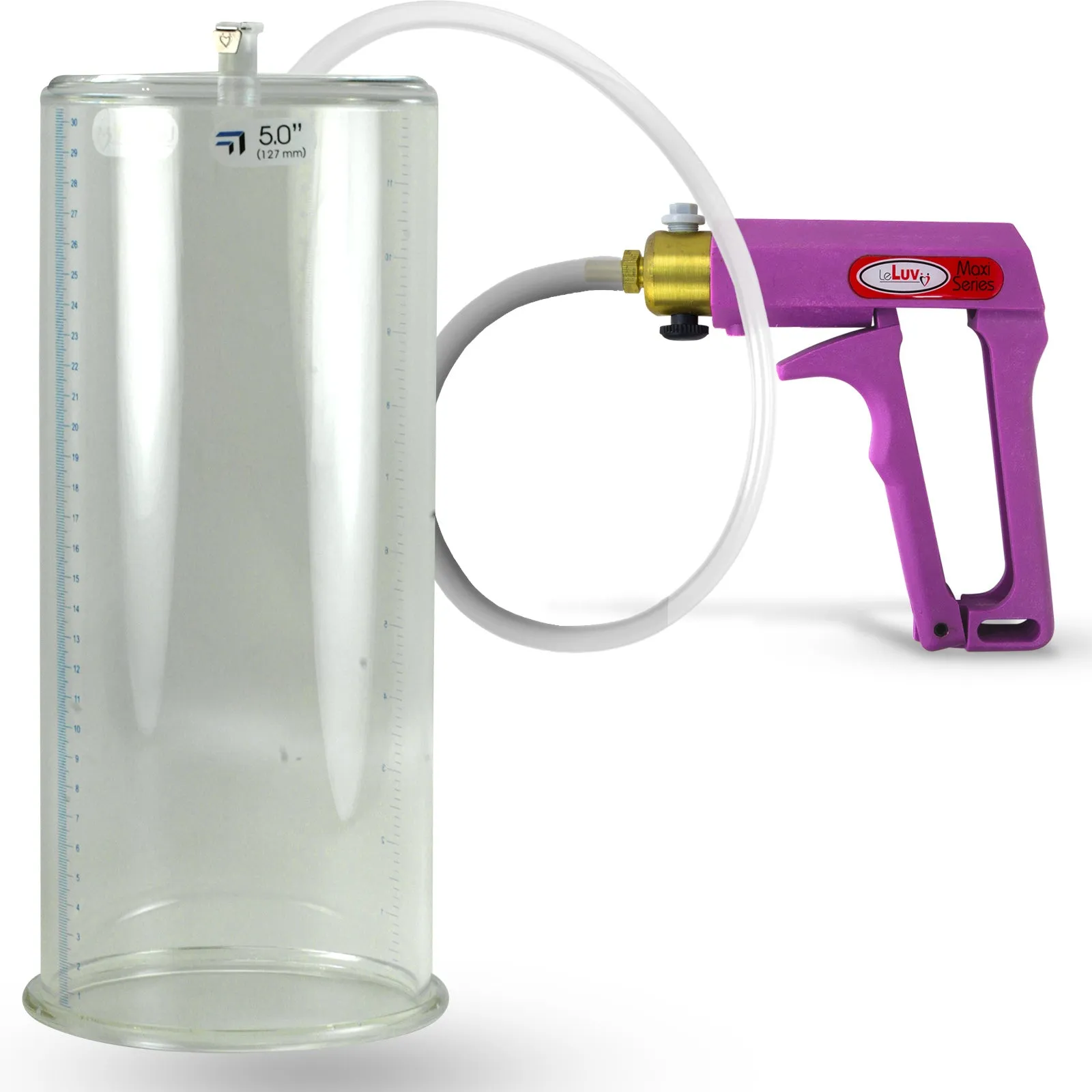 LeLuv MAXI Penis Pump Blue/Purple Handle | 9"/12" Length x Diameter 1.35"-5.00"