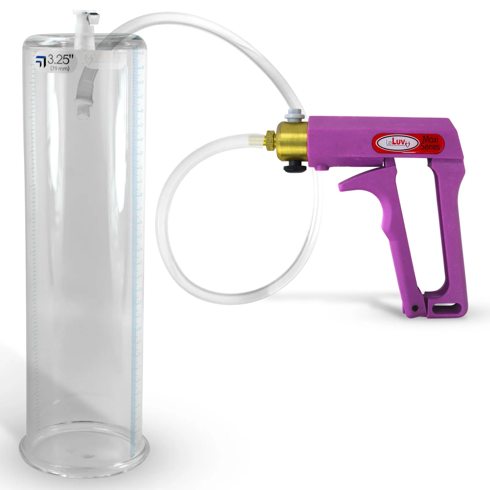 LeLuv MAXI Penis Pump Blue/Purple Handle | 9"/12" Length x Diameter 1.35"-5.00"