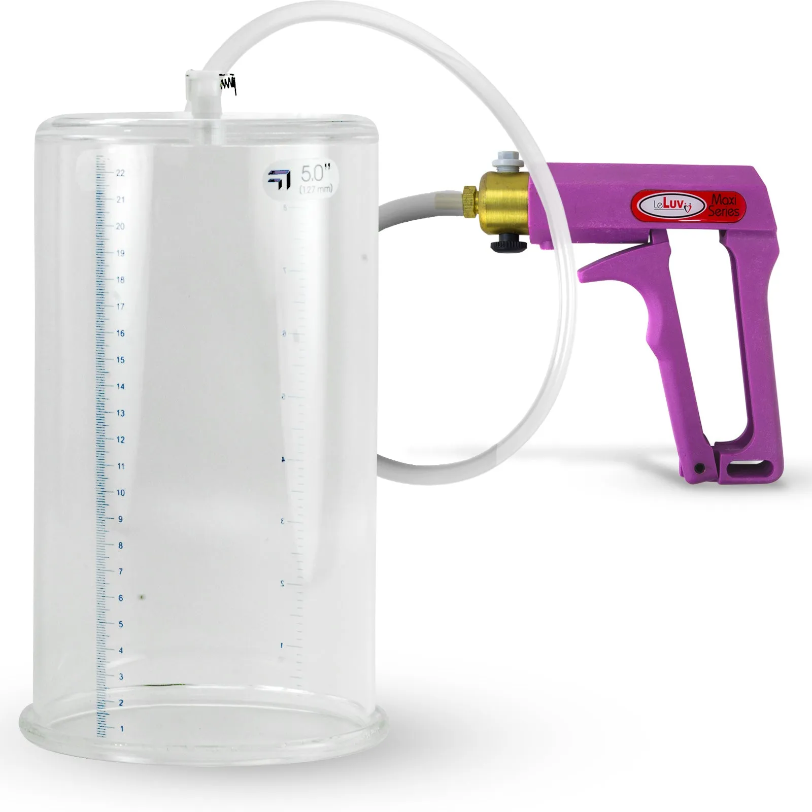 LeLuv MAXI Penis Pump Blue/Purple Handle | 9"/12" Length x Diameter 1.35"-5.00"