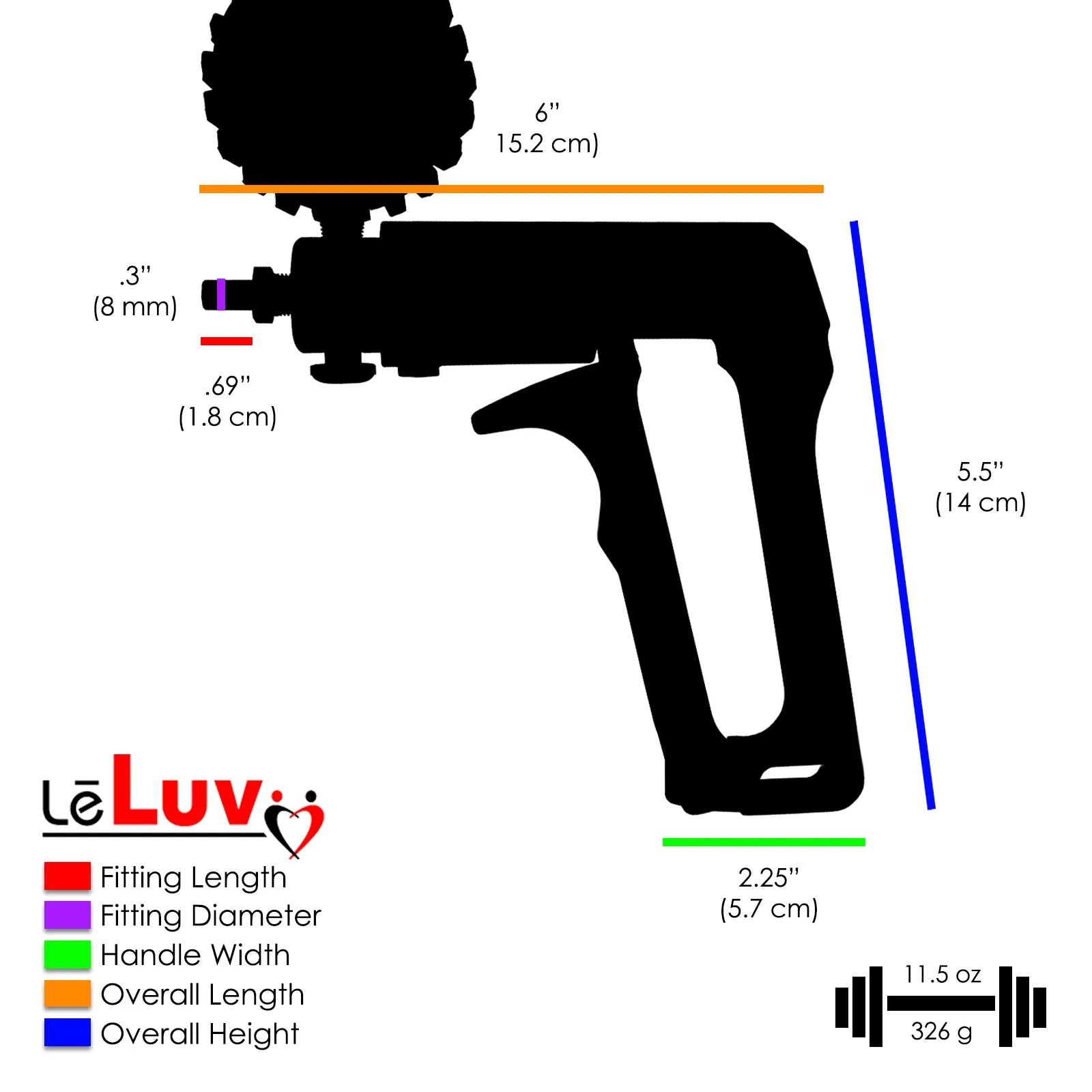 LeLuv Maxi Penis Pump | Red Handle, Silicone Hose, Gauge/Protected Gauge | Round Flange Cylinder