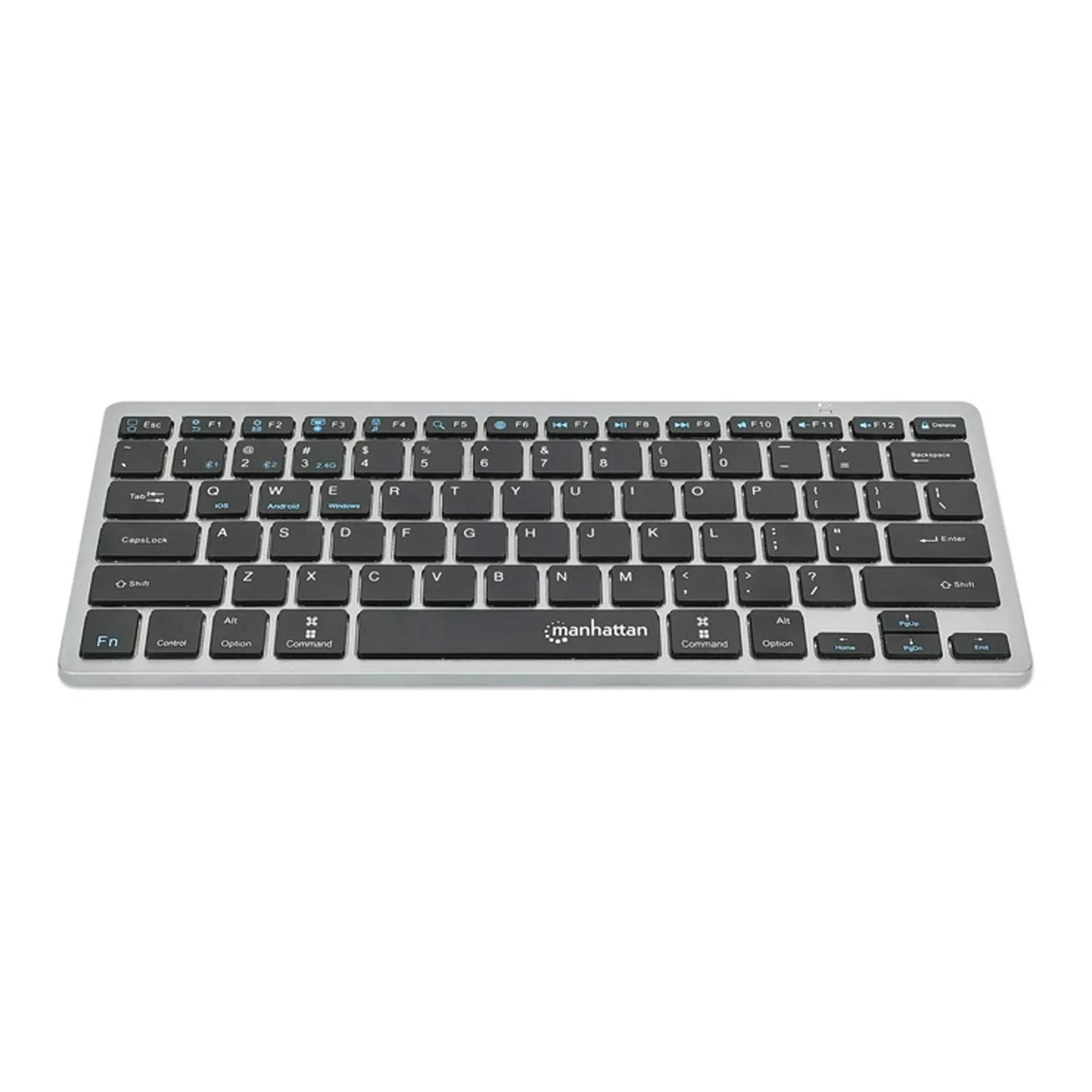 Manhattan 180559 Dark Gray Ultra Slim Dual-Mode Bluetooth 2.4GHz Wireless Keyboard