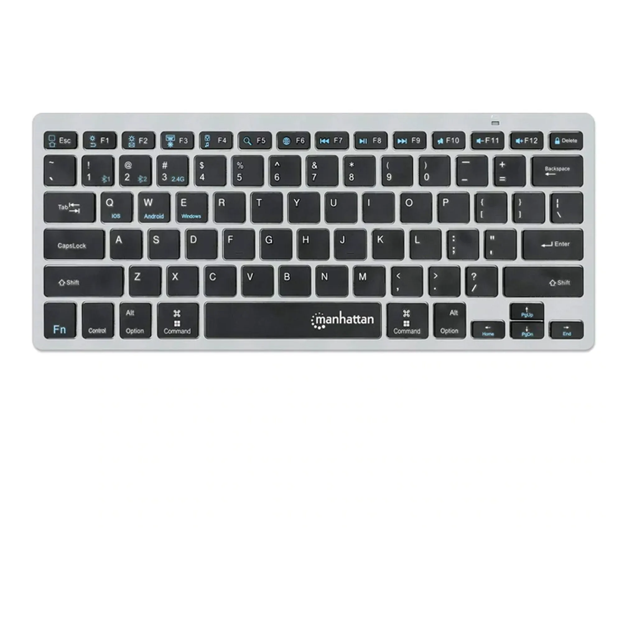 Manhattan 180559 Dark Gray Ultra Slim Dual-Mode Bluetooth 2.4GHz Wireless Keyboard