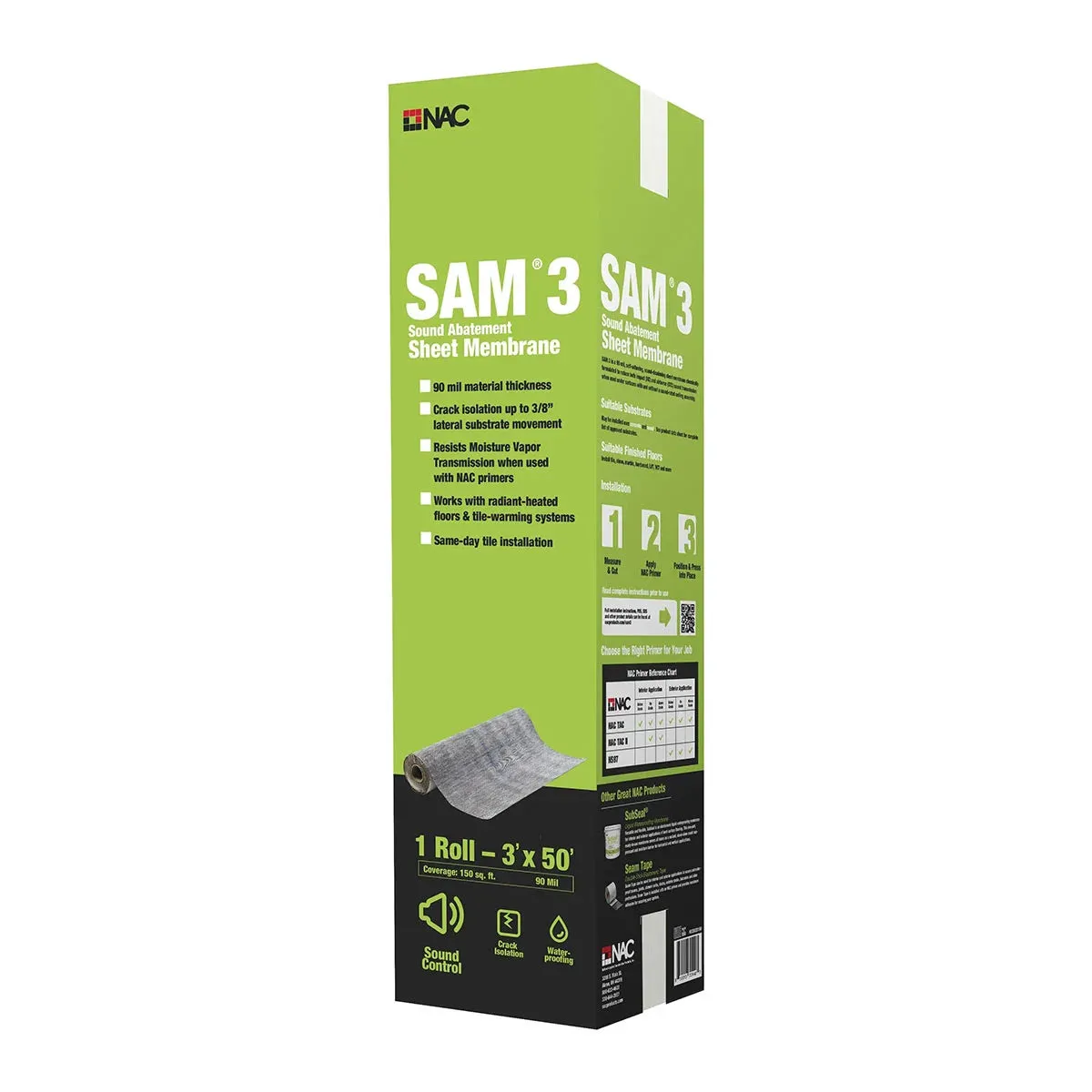 NAC SAM 3 Sound Abatement/Crack Isolation Membrane (150 SF/Roll)