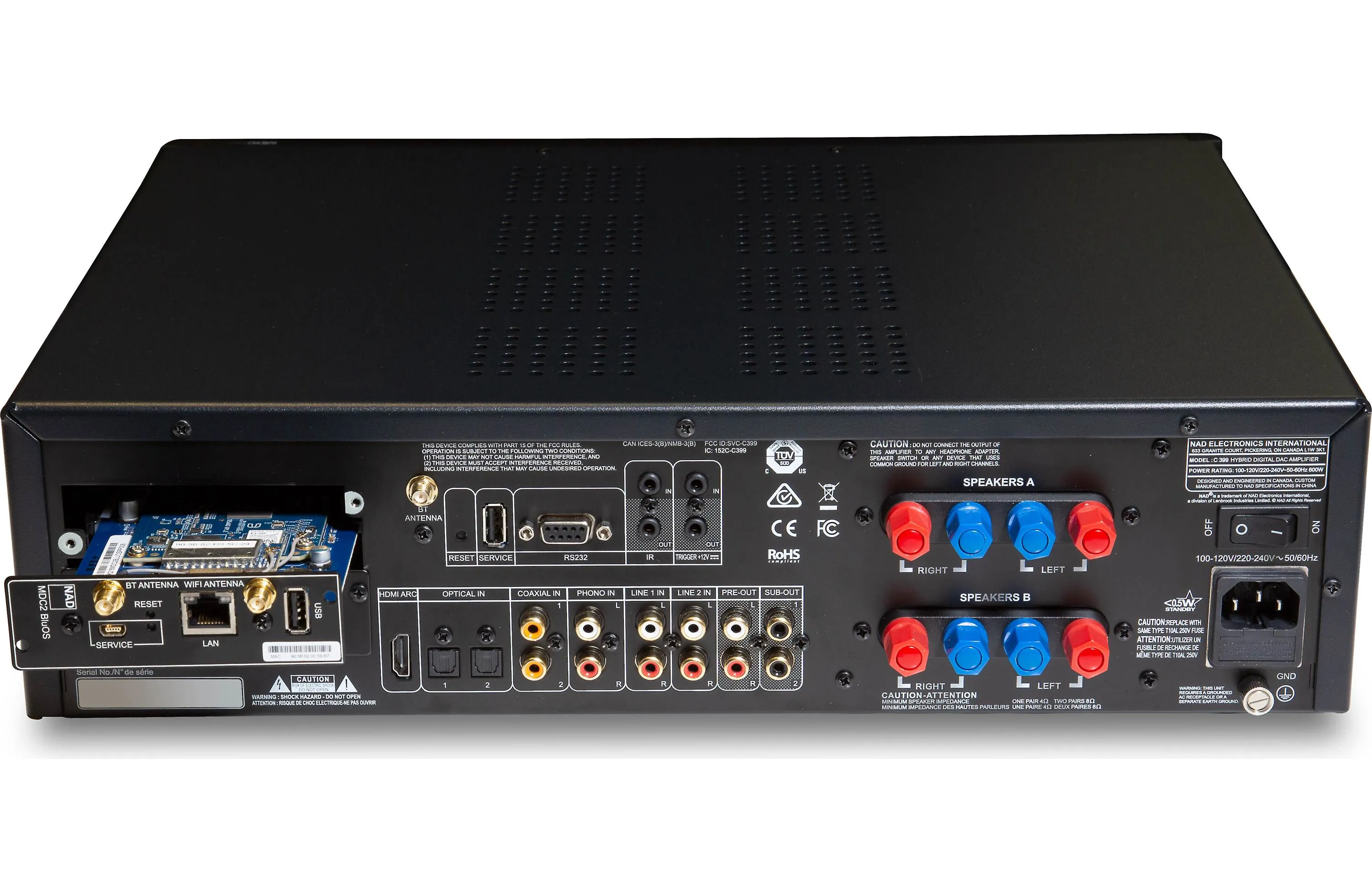NAD Electronics C399 Hybrid Digital DAC Integrated Amplifier with MDC BluOS-D Module