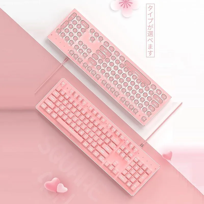 Pink Wireless Gaming Keyboard 104 Keycaps