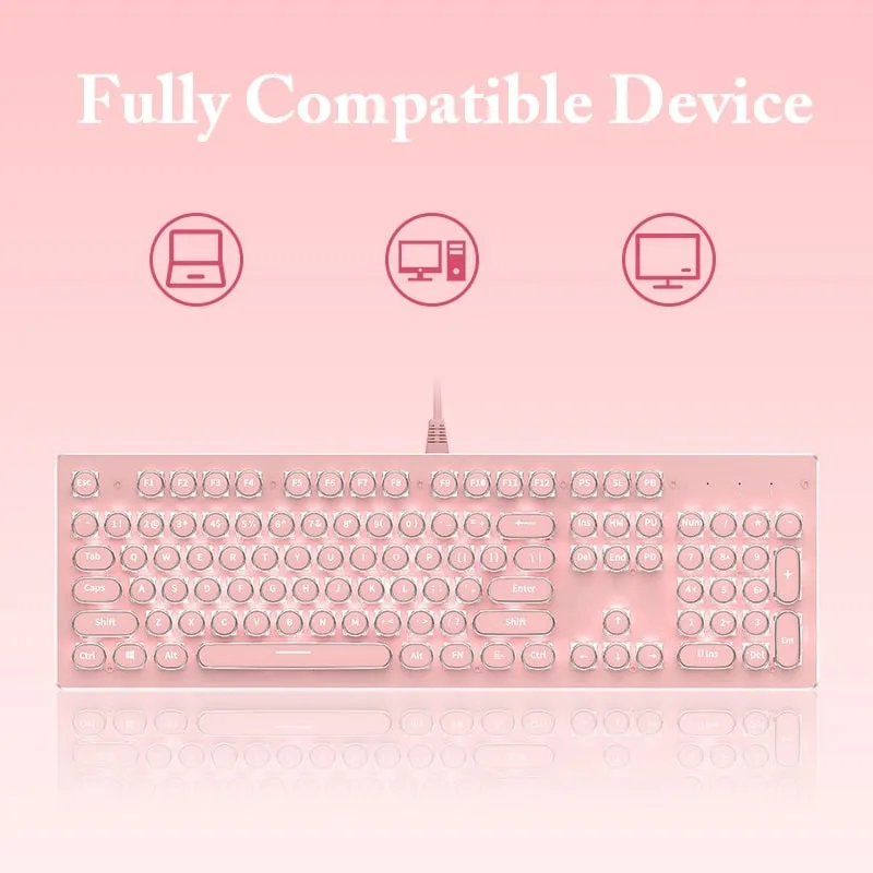 Pink Wireless Gaming Keyboard 104 Keycaps