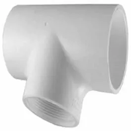 Pipe Tee, Slip x Slip x Thread, White, 1/2-In.