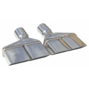 Pypes Clamp-On Exhaust Tip - 2-1/2 in Inlet Pipe Diameter - Dual 2-1/4 in Square Outlets - 11 in Long - Angled Cut - Polished - Mopar E-Body 1970-74