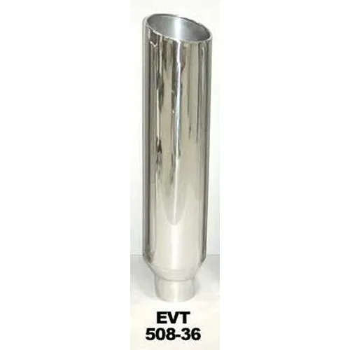 Pypes Clamp-On / Weld-On Exhaust Stack - 5 in OD Inlet - 8 in Round Outlet - 36 in Tall - Single Wall - Rolled Edge - Angled Cut EVT508-36