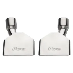 Pypes Clamp-On / Weld-On Exhaust Tip - 2-1/2 in Inlet - 2 x 6-3/4 in Rectangle Tip - Single Wall - Angled Cut - Stainless - Polished (Pair)