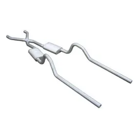 Pypes Crossmember-Back Exhaust System - 2-1/2 in Diameter - Dual Rear Exit - No Mufflers - No Tips - Stainless - Mopar B-Body 1966-74