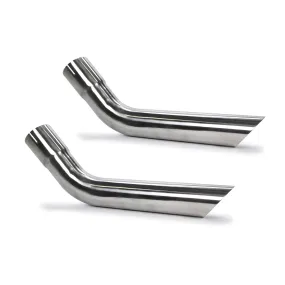 Pypes Hockey Stick Tips Long Slip-On Exhaust Tip - 2-1/2 in Inlet Pipe Diameter - 2-1/2 in Round Outlet - 20 in Long - Single Wall - Cut Edge - Angled Cut - Polished - Pair