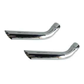 Pypes Hockey Stick Tips Short Slip-On Exhaust Tip - 2-1/2 in Inlet - 2-1/2 in Round Outlet - 15-3/4 in Long - Single Wall - Cut Edge - Angled Cut - Polished - Pair