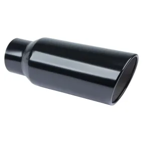 Pypes Phantom Series Monster Weld-On Exhaust Tip - 5 in OD Inlet - 7 in Round Outlet - 18 in Long - Single Wall - Rolled Edge - Angled Cut