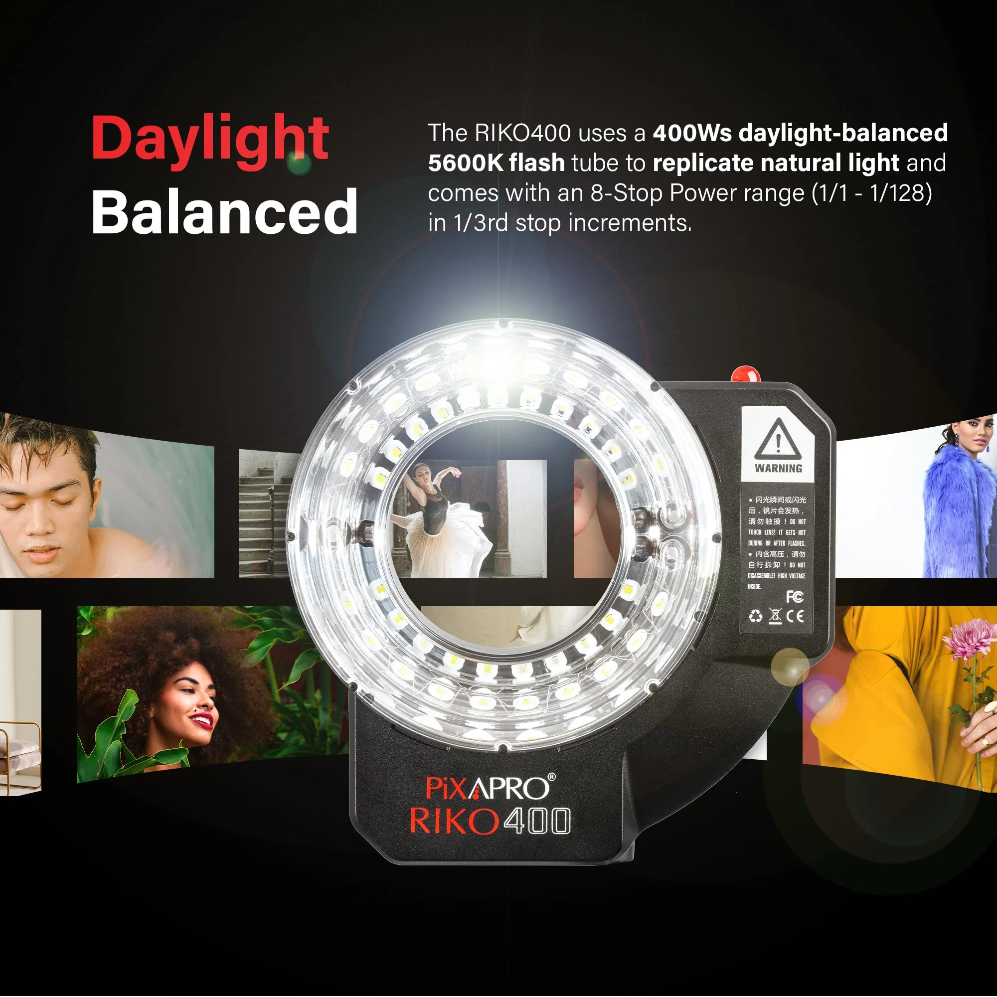 RIKO400 400Ws Photography Daylight Ring Flash (Godox AR400)
