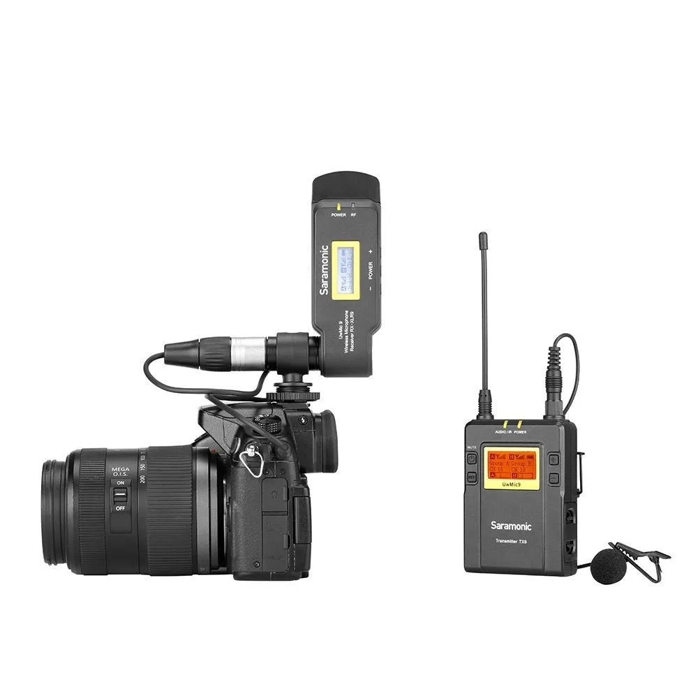 Saramonic UwMic9 TX9 RX-XLR9 UHF Wireless Lavalier Mic System with Dual-Channel XLR Plug-In Receiver for Professional Video, DSLR & Mirrorless Cameras