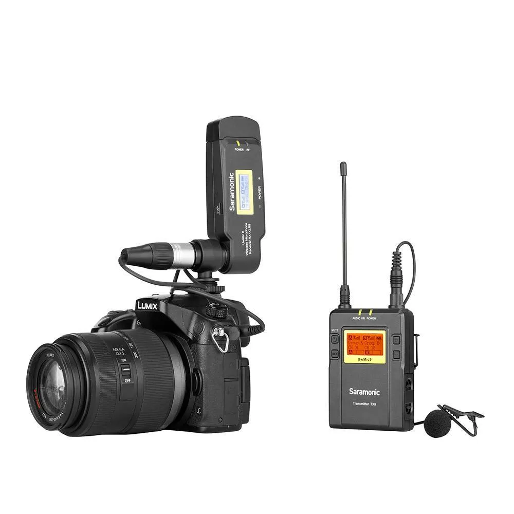 Saramonic UwMic9 TX9 RX-XLR9 UHF Wireless Lavalier Mic System with Dual-Channel XLR Plug-In Receiver for Professional Video, DSLR & Mirrorless Cameras