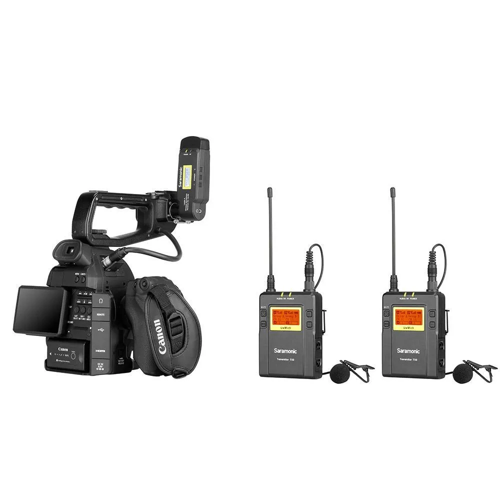 Saramonic UwMic9 TX9 TX9 RX-XLR9 Dual-Channel UHF Wireless Lavalier Mic System with Plug-In XLR Receiver for Professional Video, DSLR & Mirrorless Cameras