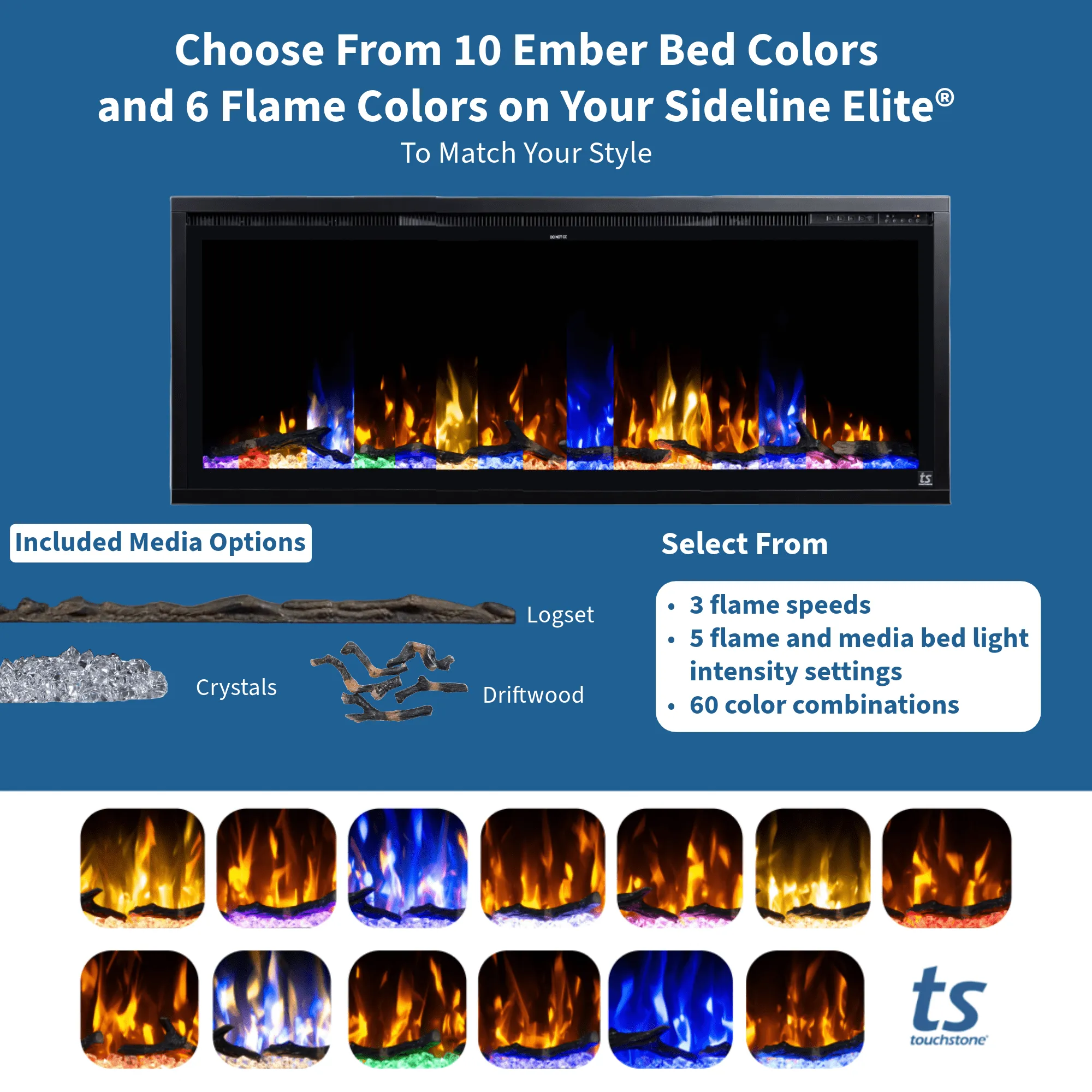 Sideline Elite 50 Inch Recessed Smart Electric Fireplace 80036