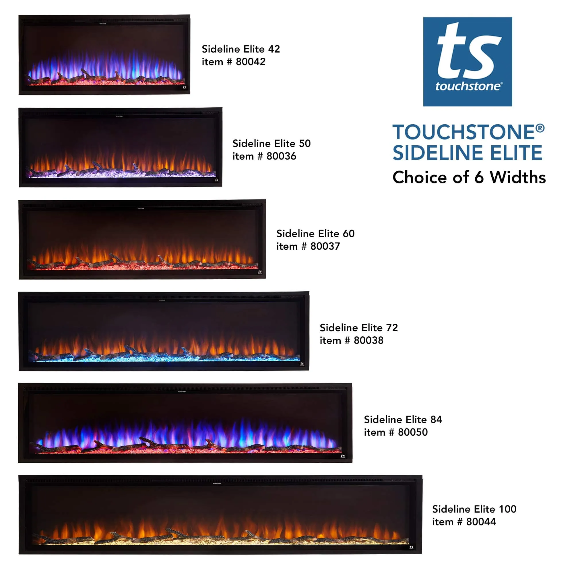 Sideline Elite 50 Inch Recessed Smart Electric Fireplace 80036