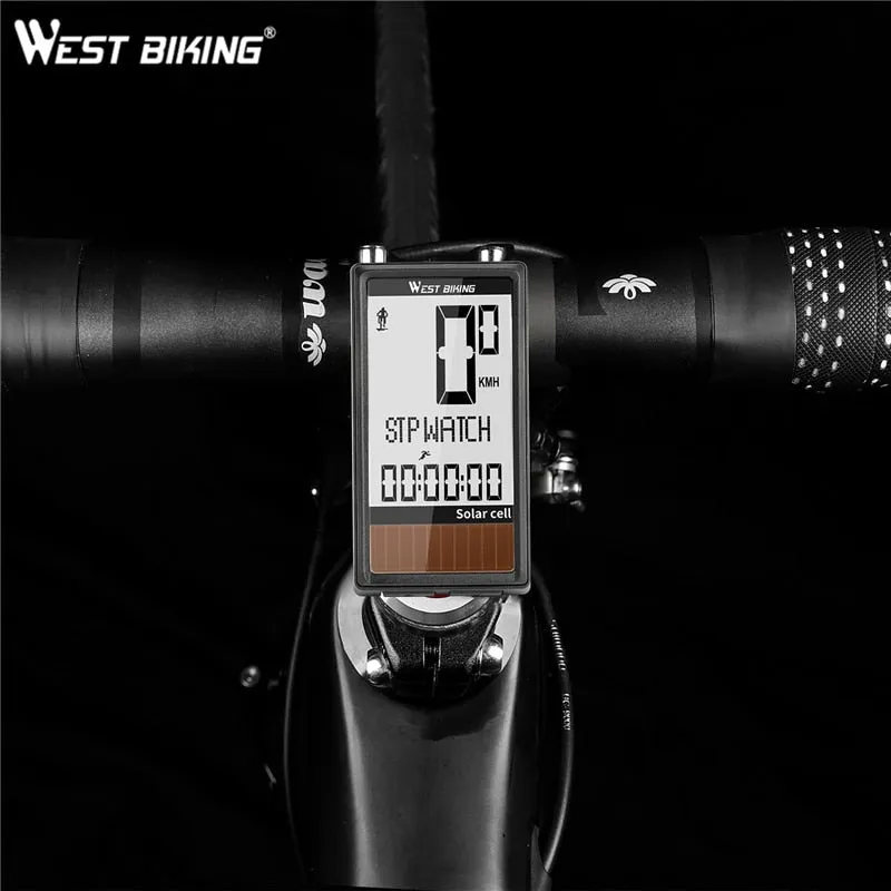 Solar Cell 5 Languages Wireless Bike Computer Auto ON/OFF Cycling Speedometer Odometer Waterproof Backlight Bicycle Stopwatch