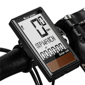 Solar Cell 5 Languages Wireless Bike Computer Auto ON/OFF Cycling Speedometer Odometer Waterproof Backlight Bicycle Stopwatch