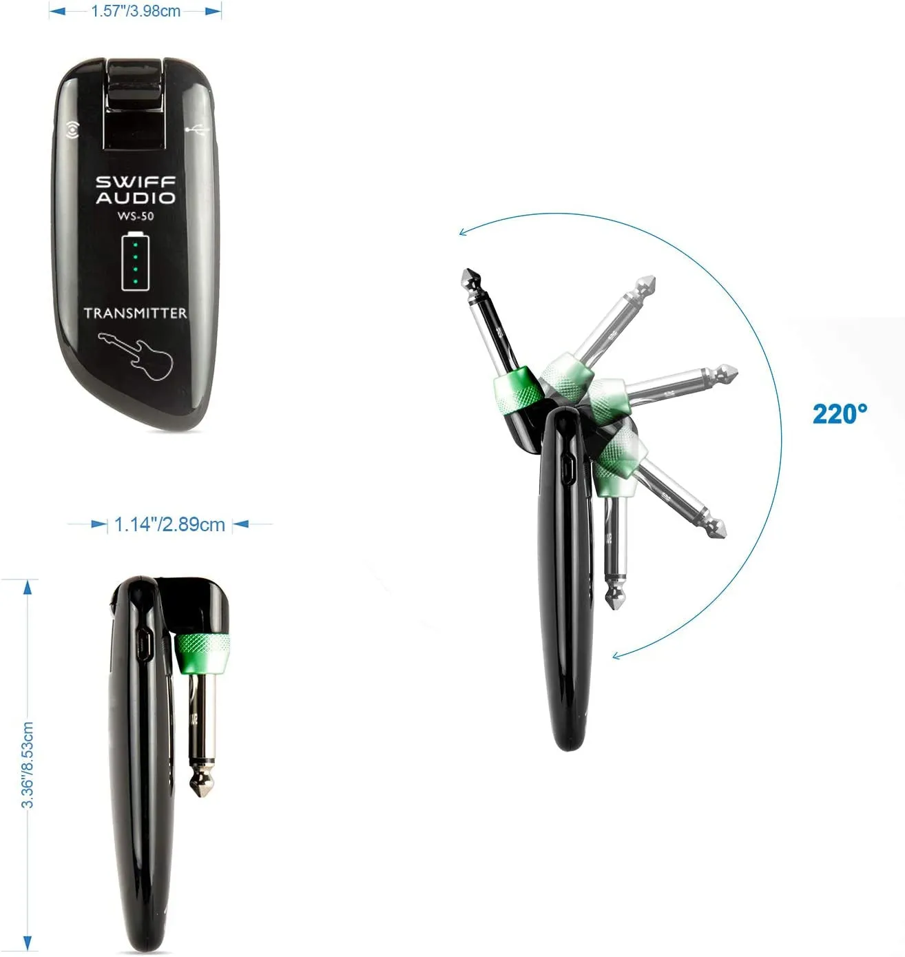 SWIFF High-Grade Electronic Guitar Wireless System Rechargeable Guitar Transmitter Receiver Support Multi Channels and 5.5 Hours Long Battery Life for All Electric Musical Instruments