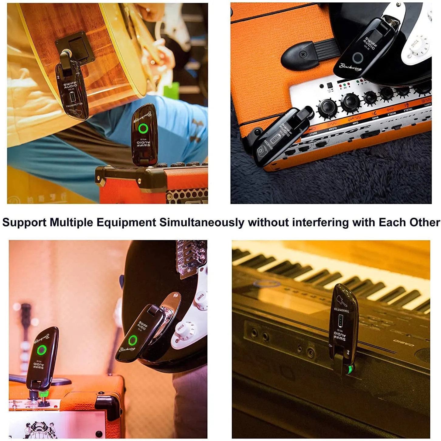 SWIFF High-Grade Electronic Guitar Wireless System Rechargeable Guitar Transmitter Receiver Support Multi Channels and 5.5 Hours Long Battery Life for All Electric Musical Instruments