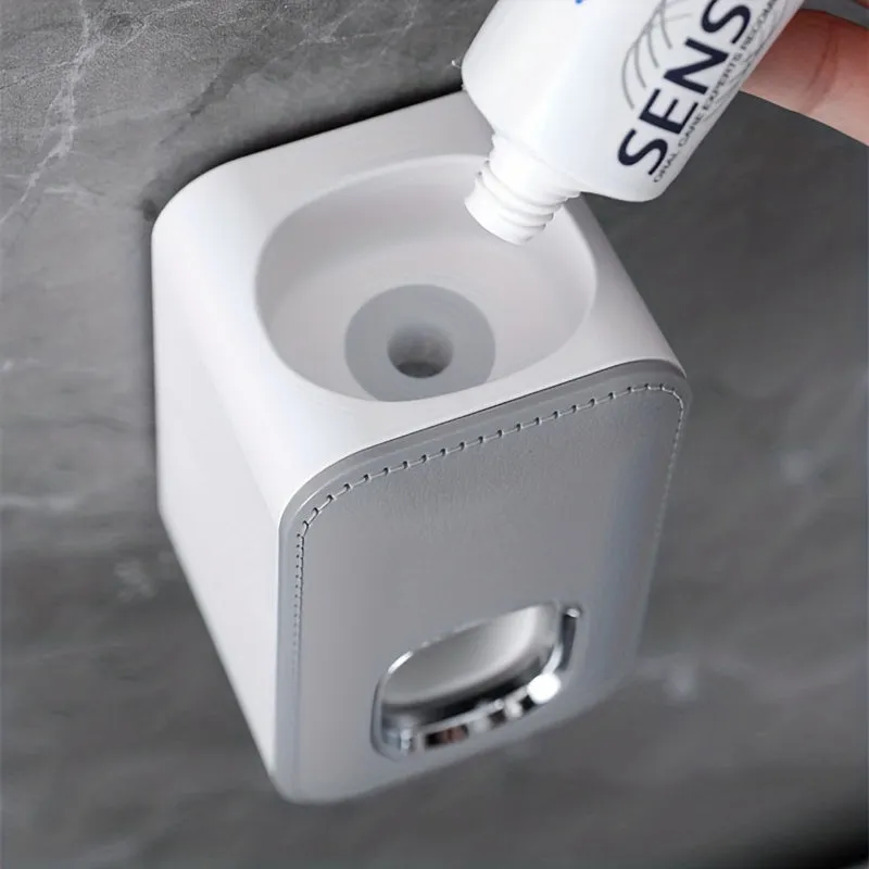 Toothpaste Dispenser Wall Mount for Bathroom Automatic Toothpaste Squeezer (Grey.Black.White)