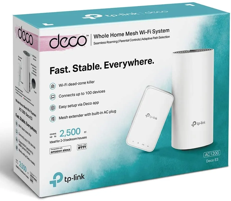 TP-Link Deco E3(2-Pack) AC1200 Whole Home Mesh WiFi System