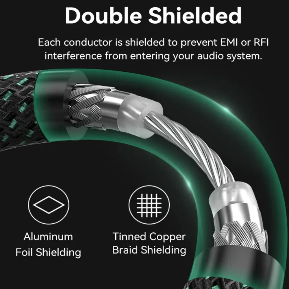 Vention RCA Cotton Braided Coaxial Cable (Hi-Fi) with Male to Male Gold Plated Plug Connectors and Dual Internal Shielding for Audio Visual Equipment and Sound Systems Smart TV CD / DVD Players Amplifiers Speakers and more