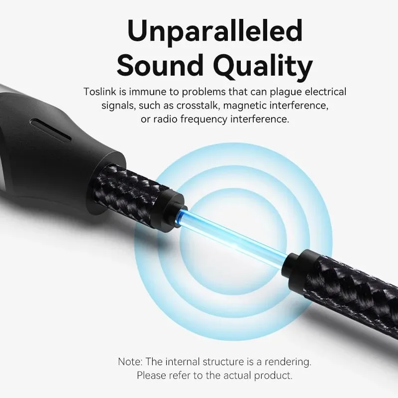 Vention Toslink 3.5mm Male to Mini Toslink Male Fiber Optic Hifi Braided Audio Cable with Gold Plated Plugs and DOLBY, DTS, PCM, 5.1 Surround Sound Support