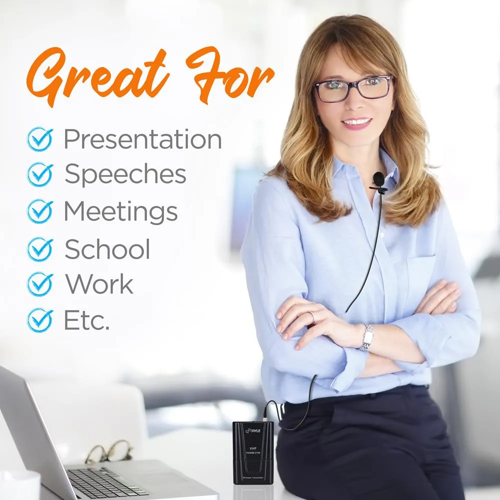 Vhf Wireless Microphone System, Fixed Frequency, Independent Adjustable Volume Controls (Includes Handheld Mic, Body Pack Transmitter, Lavalier Mic, Headset Mic)
