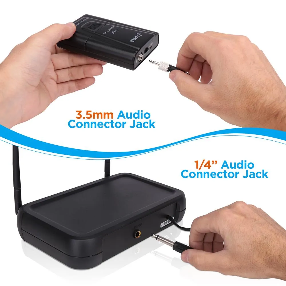 Vhf Wireless Microphone System, Fixed Frequency, Independent Adjustable Volume Controls (Includes Handheld Mic, Body Pack Transmitter, Lavalier Mic, Headset Mic)